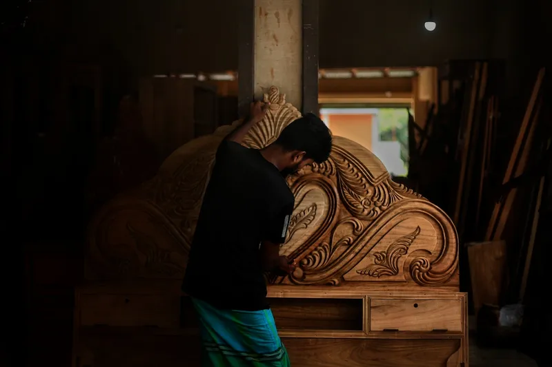 Bespoke timber work in a workshop